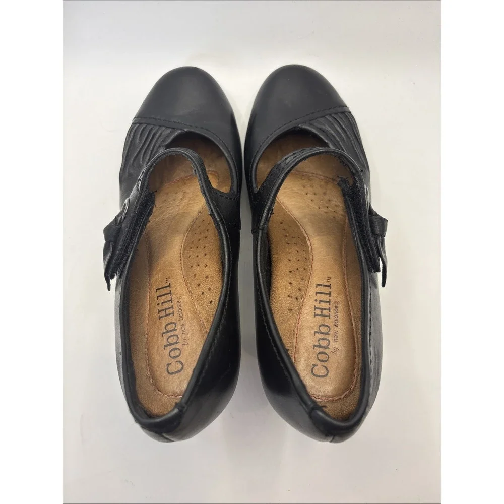 Cobb Hill by New Balance Ruched Black Leather Mary Jane Heel Women's Size 7
